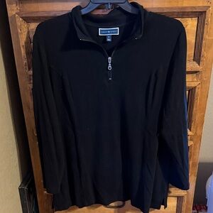 Karen Scott Black Quarter-Zip Top